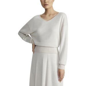 Lafayette 148 New York Womens Voluminous Sleeve V-Neck Silk & Wool-Blend